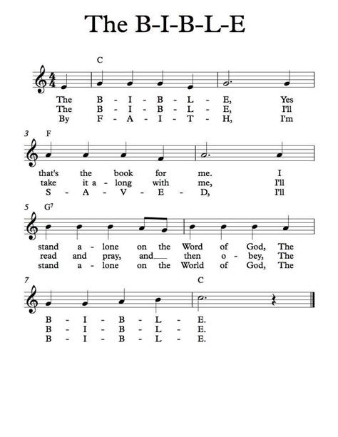 Free Lead Sheet – The B-I-B-L-E | Hymn music, Bible songs for kids, Bible songs