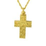 Item #C210CRG-80 GOLD PLATED ETCHED CROSS PENDANT - Loving Memorial Urns