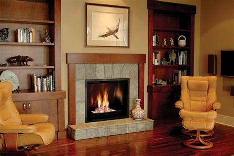 Town & Country fireplace installed in traditional-style den room. Model: TC42 #fireplaces ...