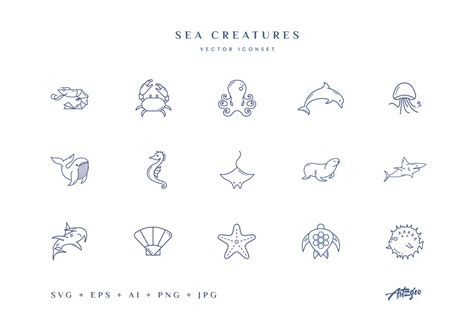 Sea Creatures (vector icons) ~ Icons ~ Creative Market