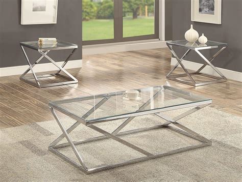 3272 Chase Chrome and Glass Coffee and End Table Set-DISCONTINUED ...