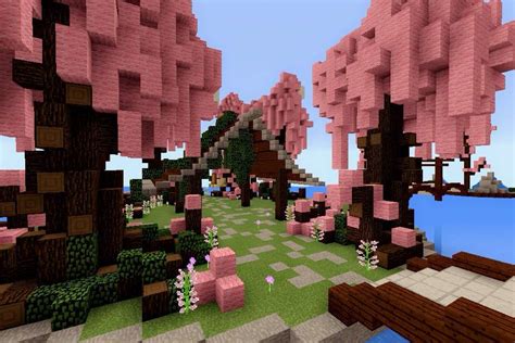 Minecraft PE: Build #8 Cherry Blossom Park | Minecraft Amino