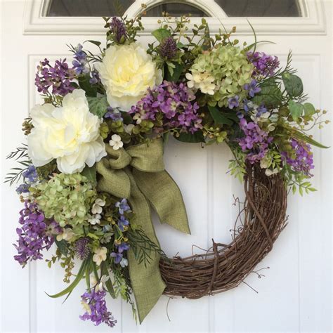 Spring Wreath-Hydrangea Wreath-Spring Door Wreath-Wedding Wreath-Summer ...