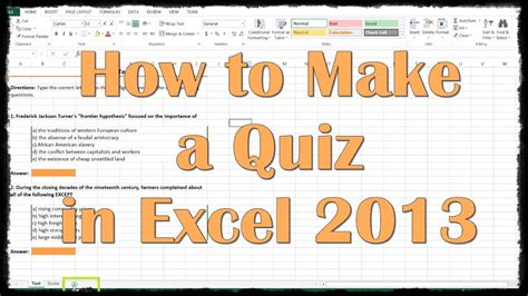 Multiple Choice Quiz Excel Template