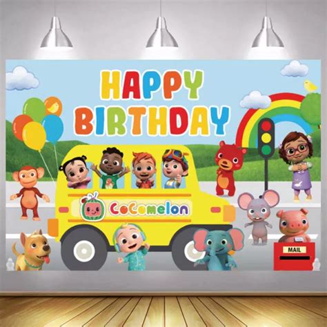 BABY COCOMELON BACKDROP Happy Birthday Party Black Kids Photo ...