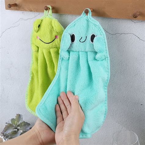 Baby Nursery Hand Towel baby bath towels Toddler Soft Plush Cartoon Animal Wipe Hanging Bathing ...