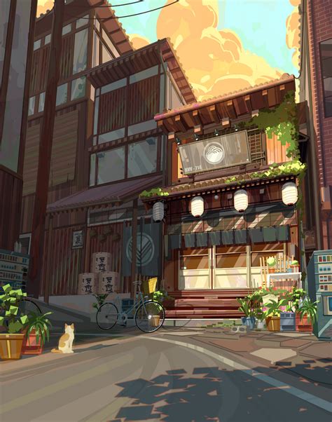 ArtStation - Ramen Shop, Kenny Vo | Anime scenery wallpaper, Anime places, Anime background