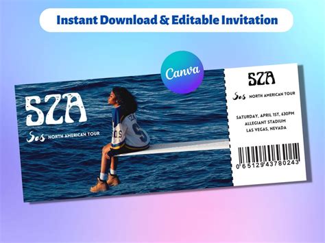 Custom Date SZA SOS Tour 2023 Concert Digital Ticket Stub Merch ...