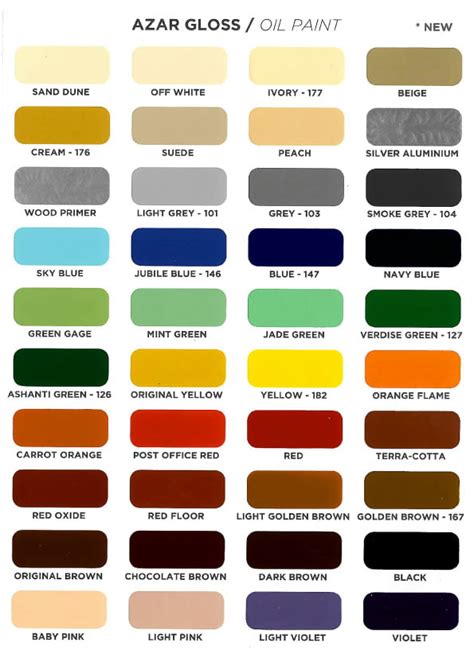 Color Chart – AZAR | City Paints Supply Ltd