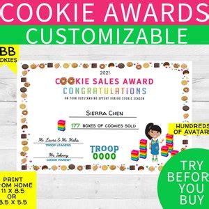 Girl Scout Cookie Awards 11x8.5 and 8.5x5.5 Digital Download, LBB ...