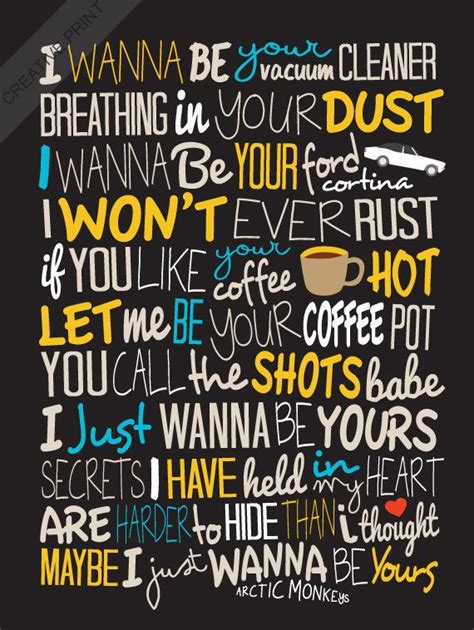 One of my favorite bands. Arctic Monkeys - I Wanna Be Yours / Song Lyric Typography Poster ...