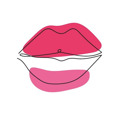Premium Vector | Line art lips