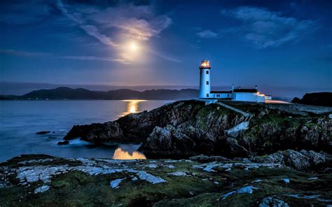 Download Night Blue Sky Man Made Lighthouse HD Wallpaper