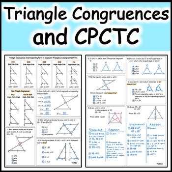 Triangle Congruences and CPCTC in Geometry Common Core | TPT