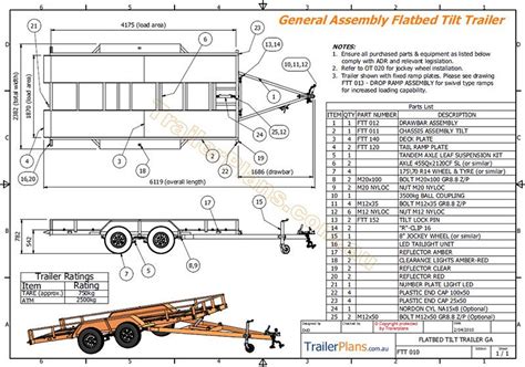 2500kg Tilt Flatbed Trailer Plan | TRAILER PLANS | Trailer plans, Tilt ...