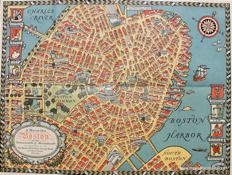 A Map of Old Boston in the Commonwealth of Massachusetts - Antique Maps and Charts – Original ...