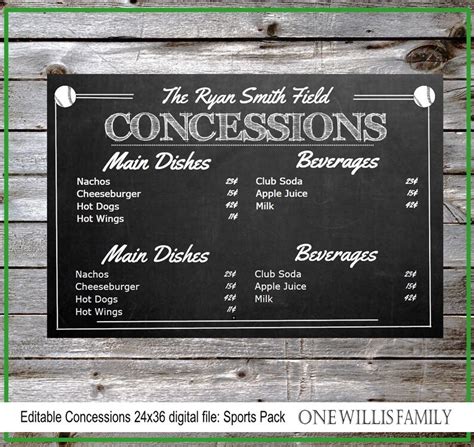 DIY Concessions Sign 36x24: INSTANT DOWNLOAD Sports Pack, Basketball, Football, Baseball - Etsy