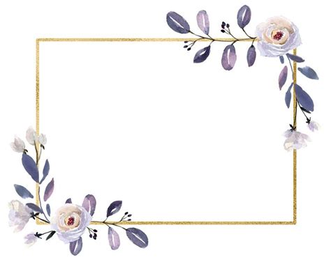 Watercolor Frames Wreaths and Borders in Plum Purple Blue - Etsy | Frame wreath, Flower frame ...