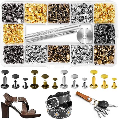 Leather Rivets Kit 420 Sets Double Cap Brass Rivets India | Ubuy