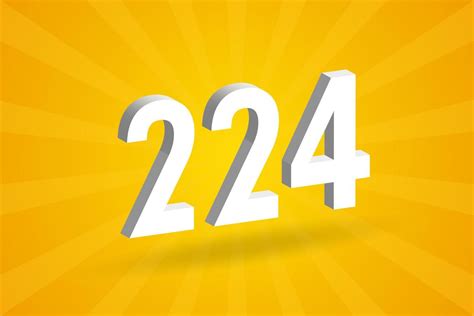 3D 224 number font alphabet. White 3D Number 224 with yellow background 13889494 Vector Art at ...