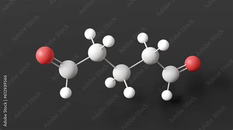 glutaraldehyde molecule, molecular structure, crosslinking agent, ball ...