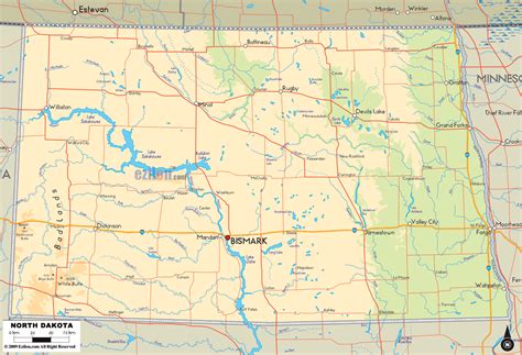 Physical Map of North Dakota | North dakota, Physical map, Map