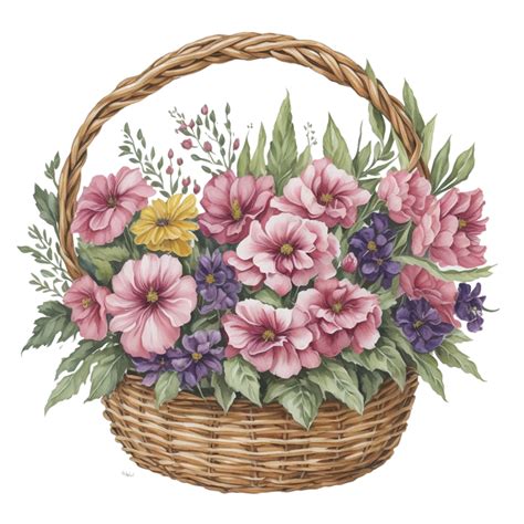 Ai Generated, Watercolor Basket Flower, Basket Flower, Watercolor 26799599 PNG