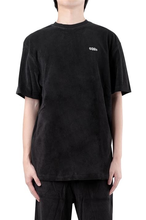 Shop 032C TERRY T-SHIRT WITH LOGO EMBROIDERY BLACK | LARMOIRE-SINGAPORE.COM