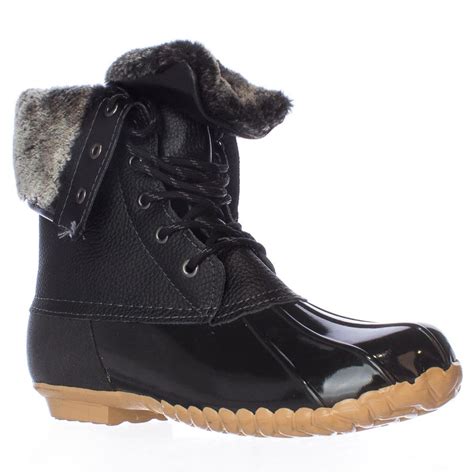 Sporto - Womens Sporto Delinda Faux Fur Lined Lace Up Duck Boots - Black - Walmart.com - Walmart.com