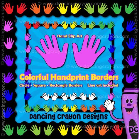 Borders: Colorful Hands Borders - Clip Art Library