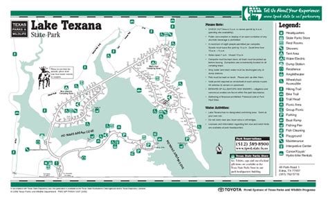 Lake Texana Texas State Park Facility and Trail Map - Lake Texana Texas • mappery