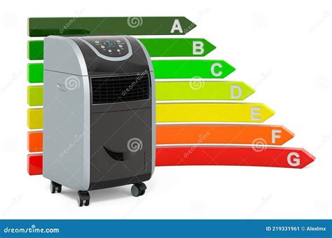 Portable Air Conditioner with Energy Efficiency Chart, 3D Rendering Stock Illustration ...