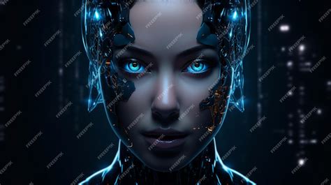 Premium AI Image | cyborg woman in futuristic technology background