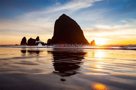 Haystack Rock at Sunset - Cannon Beach Photo