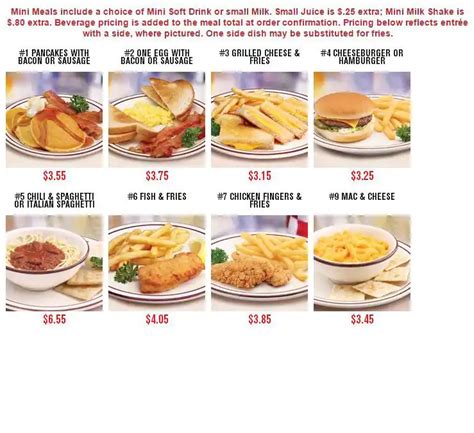 Menu at Frisch's restaurant, Wilmington