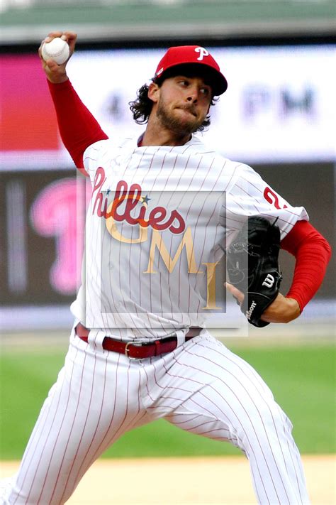 Phillies starting pitcher Aaron Nola throws his 98th and final pitch in the sixth inning - Gold ...