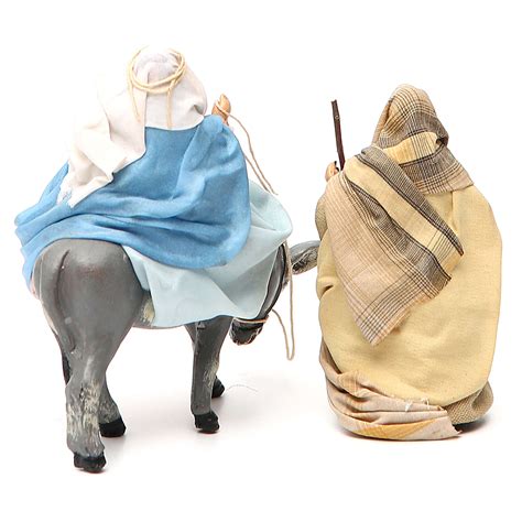 Expecting Mary on donkey & Joseph 8cm neapolitan nativity scene ...