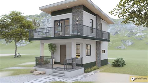 Small Two Storey House Design with Wraparound Balcony - Pinoy House Designs