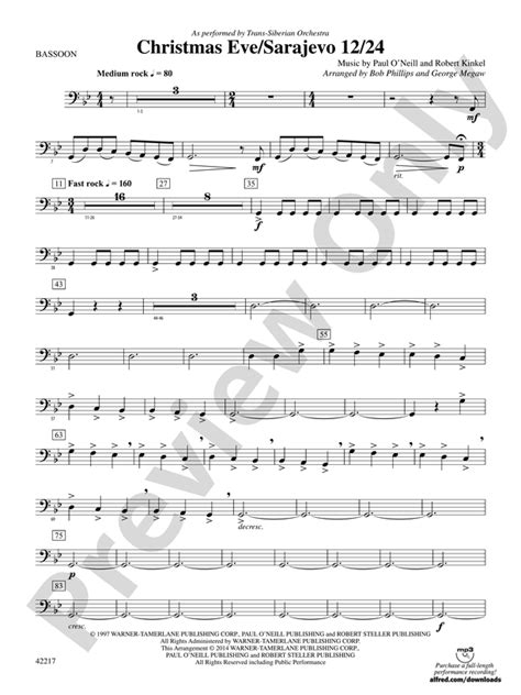 Christmas Eve/Sarajevo 12/24: Bassoon: Bassoon Part - Digital Sheet Music Download