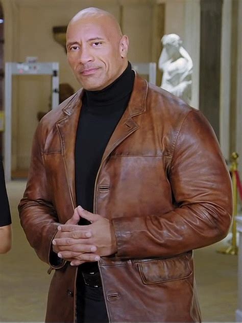 Dwayne Johnson Leather Jacket | Red Notice Brown Leather Coat