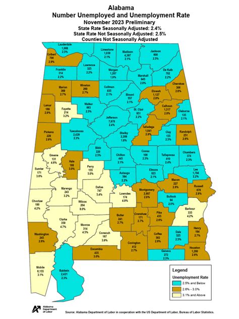 Alabama Unemployment Map by County November 2023 | PDF | Alabama