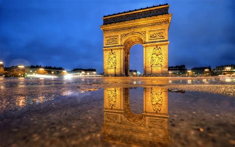 Wallpaper Paris, Arc de Triomphe, night, lights 2880x1800 HD Picture, Image