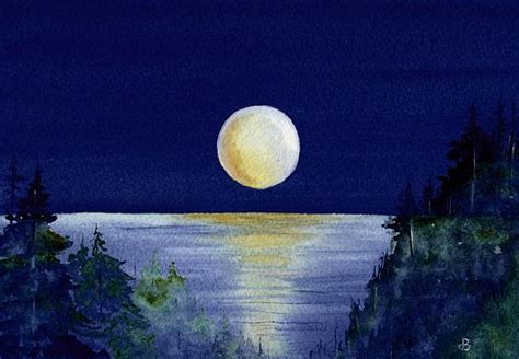 Moon Watercolor Painting at GetDrawings | Free download