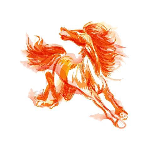 Premium Vector | Chinese horse calligraphy ink wash painting style