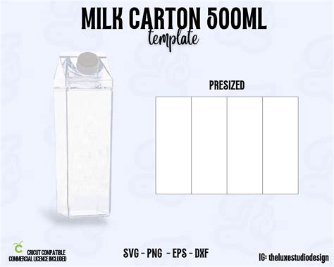 Milk Cartoon Template Presized 500ml Bottle Acrylic Milk | Etsy Australia