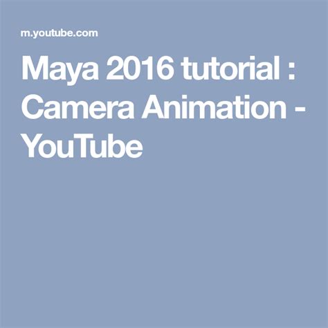 Maya 2016 tutorial : Camera Animation - YouTube | Tutorial, Animation ...