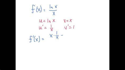 Derivative of (ln x)/x - YouTube