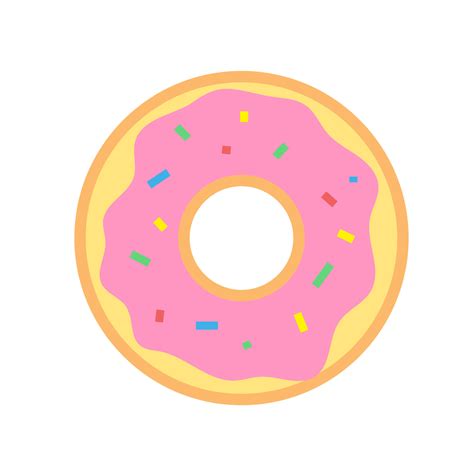 Hand-drawn cute isolated clipart illustration of donut with pink icing ...