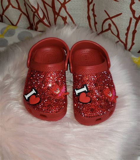 Red Bling Custom Crocs with Shoe Charms Toddler/Youth | Etsy