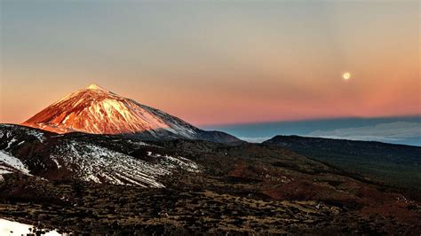Teide with full moonset, Spain